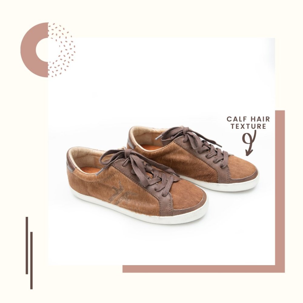 Frye Calf Hair Brown Leather Low Top Sneakers